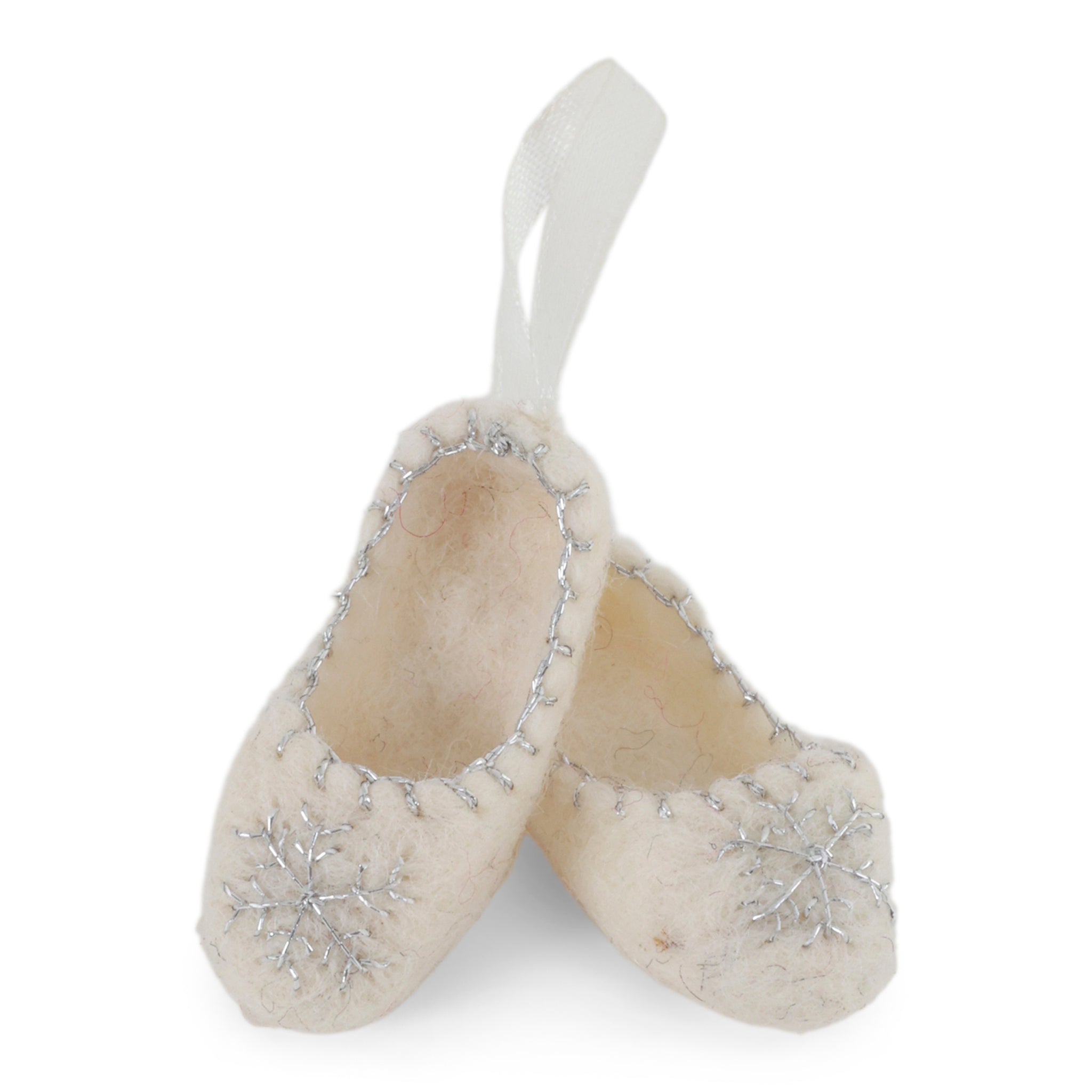 Felt Christmas Tree Decoration - Ballerina Shoes with Snowflake
